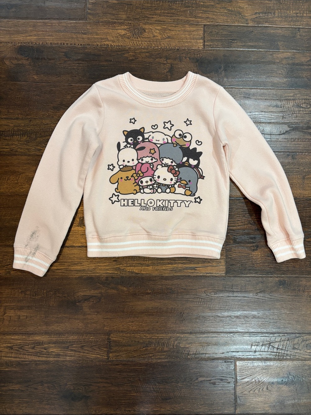 Hello Kitty Light Pink Crewneck Sweatshirt with Character Graphic *marker stain*